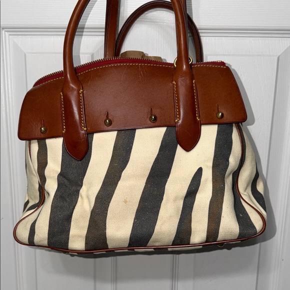 Vintage Dooney & Bourke Tan and Black Zebra Satchel - Picture 5 of 10
